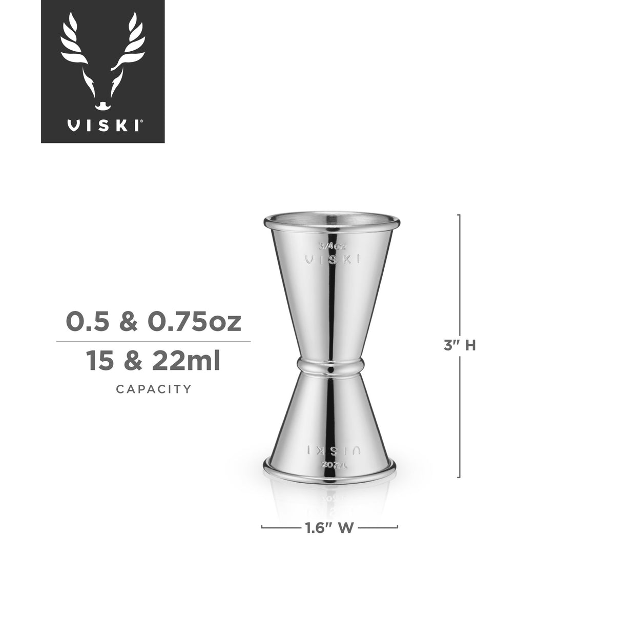 Small stainless steel japanese style jigger by viski®