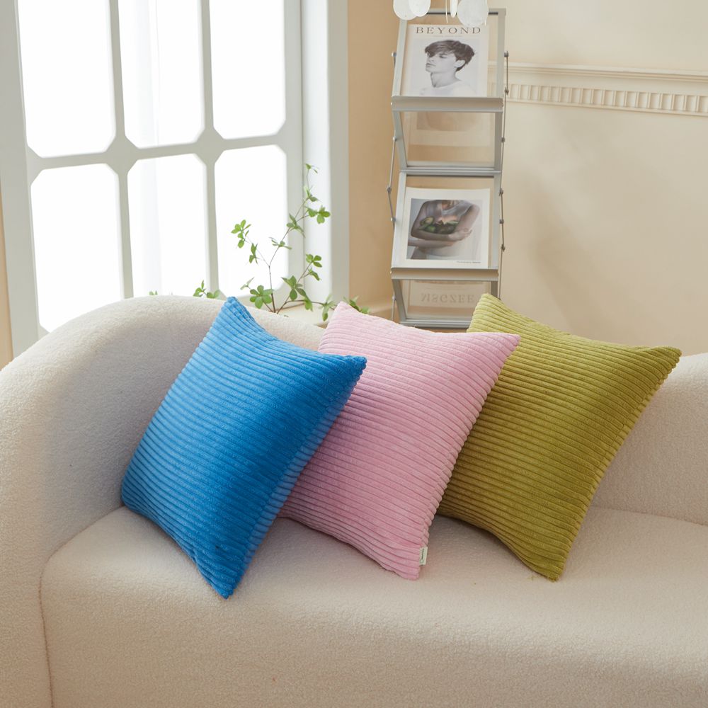 Set of 2  Stripe Throw Pillows (With 450g Inserts) 7 colors options size 18"x18"