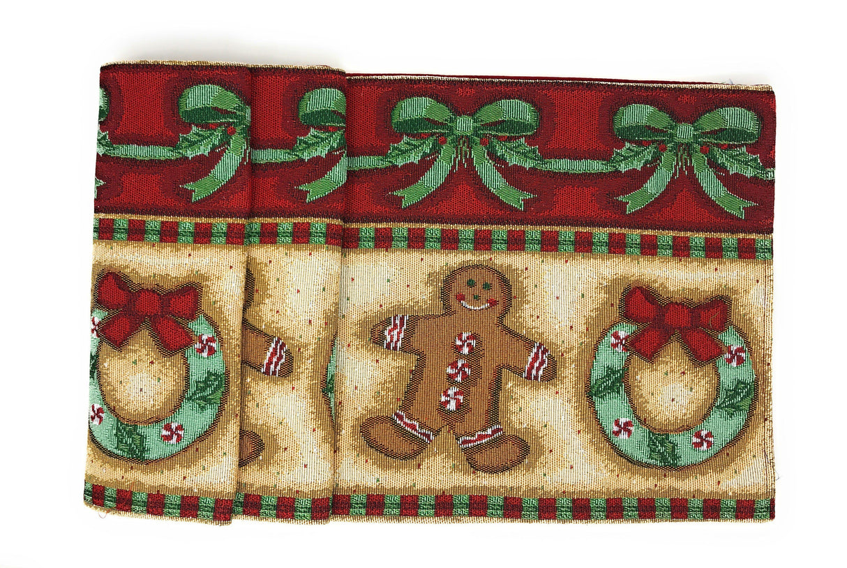 DaDa Bedding Set of 8 Pieces Gingerbread Sweets Holiday Table Tapestry - 4 Placemats, 2 Table Runners, 2 Throw Pillow Covers (12917)