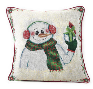 DaDa Bedding Set of 8 Pieces Magical Snowman Holiday Table Tapestry - 4 Placemats, 2 Table Runners, 2 Throw Pillow Covers (9733)