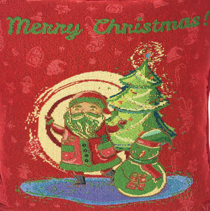 DaDa Bedding Set of 8 Pieces Red Santa Claus Holiday Table Tapestry - 4 Placemats, 2 Table Runners, 2 Throw Pillow Covers (17615)