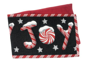 Peppermint Joy Red Black Holiday Tapestry Dining Table Runner (12904)
