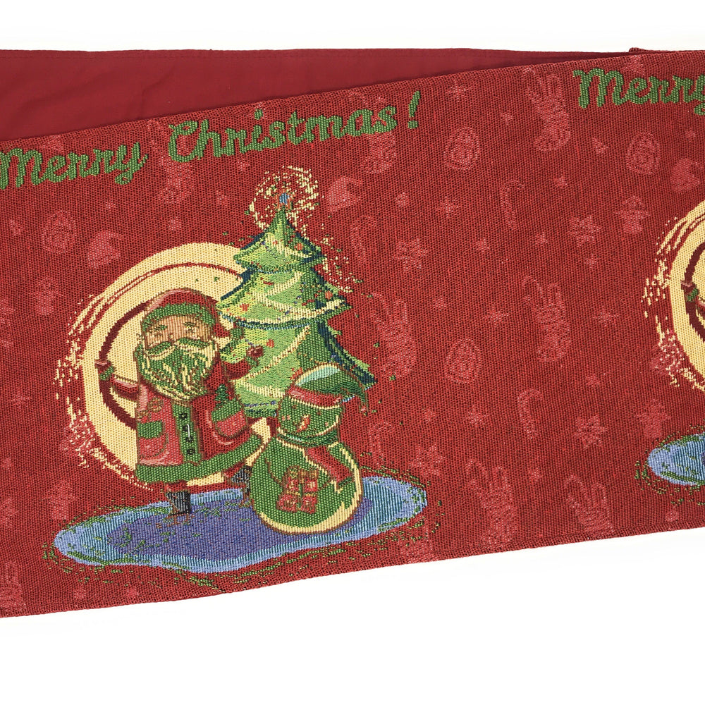 Red Santa Claus Christmas Tree Woven Tapestry Dining Table Runner (17615)