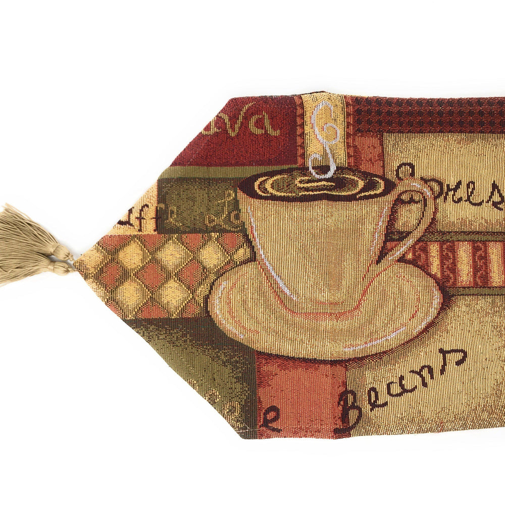 DaDa Bedding Smell of Coffee Cup Latte Java Brown Tapestry Table Runner Cloth (9912)