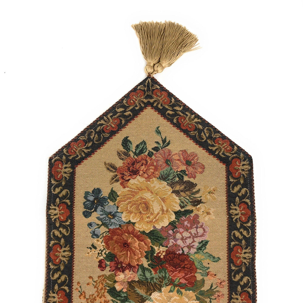 DaDa Bedding Breath of Spring Colorful Floral Beige Brown Tapestry Dining Table Runner (3089)