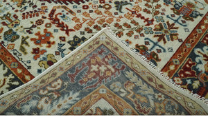 Tabriz Antique Hand Knotted Traditional Ivory and Rust Multi Size Wool Rug
