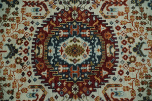 Tabriz Antique Hand Knotted Traditional Ivory and Rust Multi Size Wool Rug