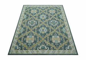 Taj Custom Made Teal Traditional Design Hand Tufted Wool Rug