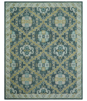Taj Custom Made Teal Traditional Design Hand Tufted Wool Rug