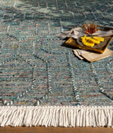 Dark Blue Takaungu Wool Blend Braided Tassel Area Rug - Clearance