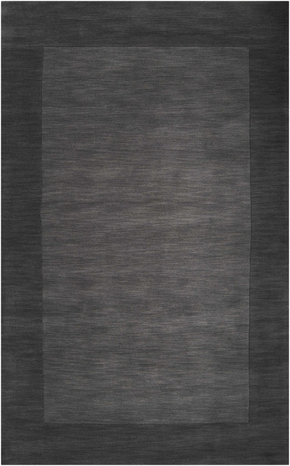Bordered Solid Black Charcoal Wool Rug