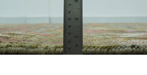 Transitional Green, Pink, Silver and Gold Hand Knotted Custom Made wool area rug