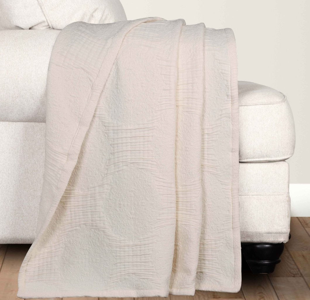 Tanta Cotton Medium Weight Textured Modern Circles Woven Coverlet - Coverlet by Superior Brand