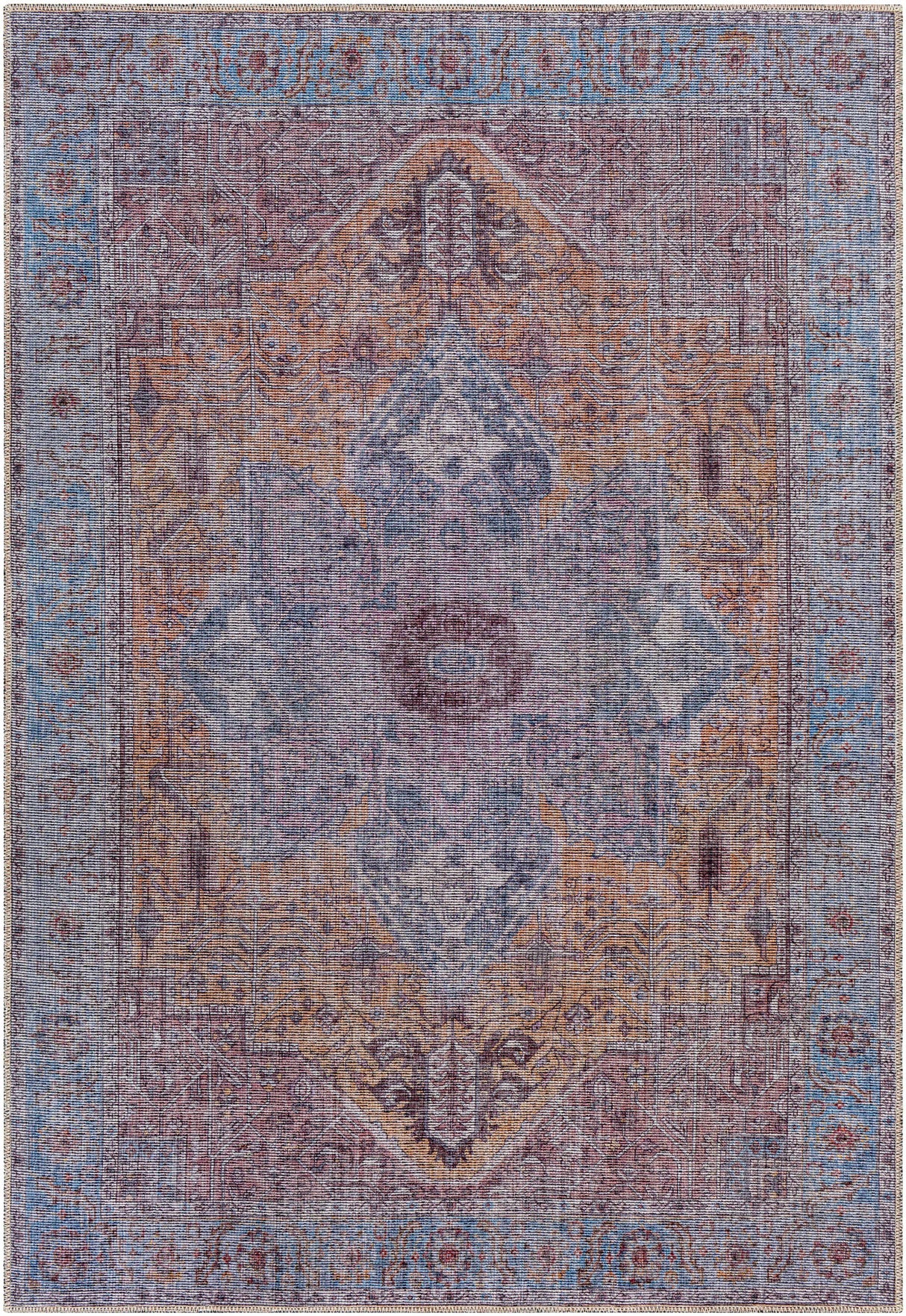 Otaki Purple & Brown Washable Area Rug - Clearance