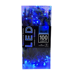 100-Light 5mm Blue LED Green Wire Light Set