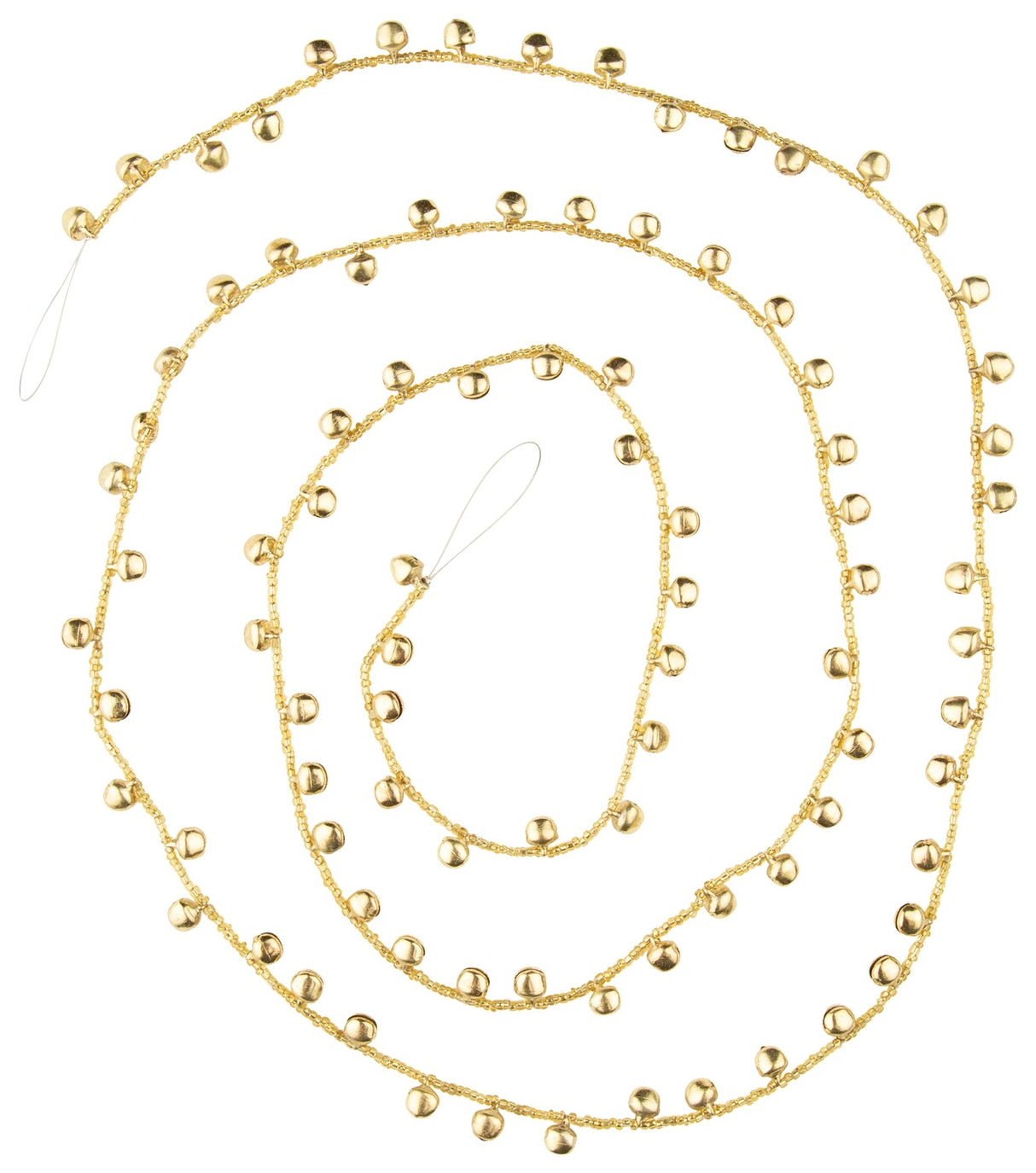 Bright Gold Mini Jingle Bell and Glass Bead Garland