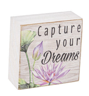 Watercolor Lilies Sign  Block -  Live Life