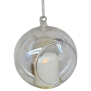 Battery-Operated Lighted LED Candle In Glass Ball Ornament