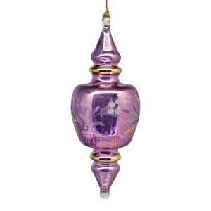 Double Pointed Blown Glass Box Ornament - Purple