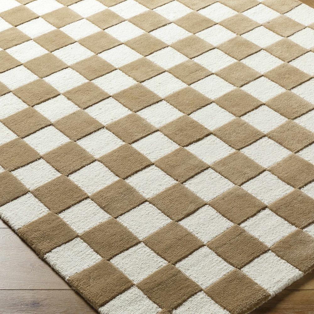 Timin Brown Checkered Wool Area Carpet