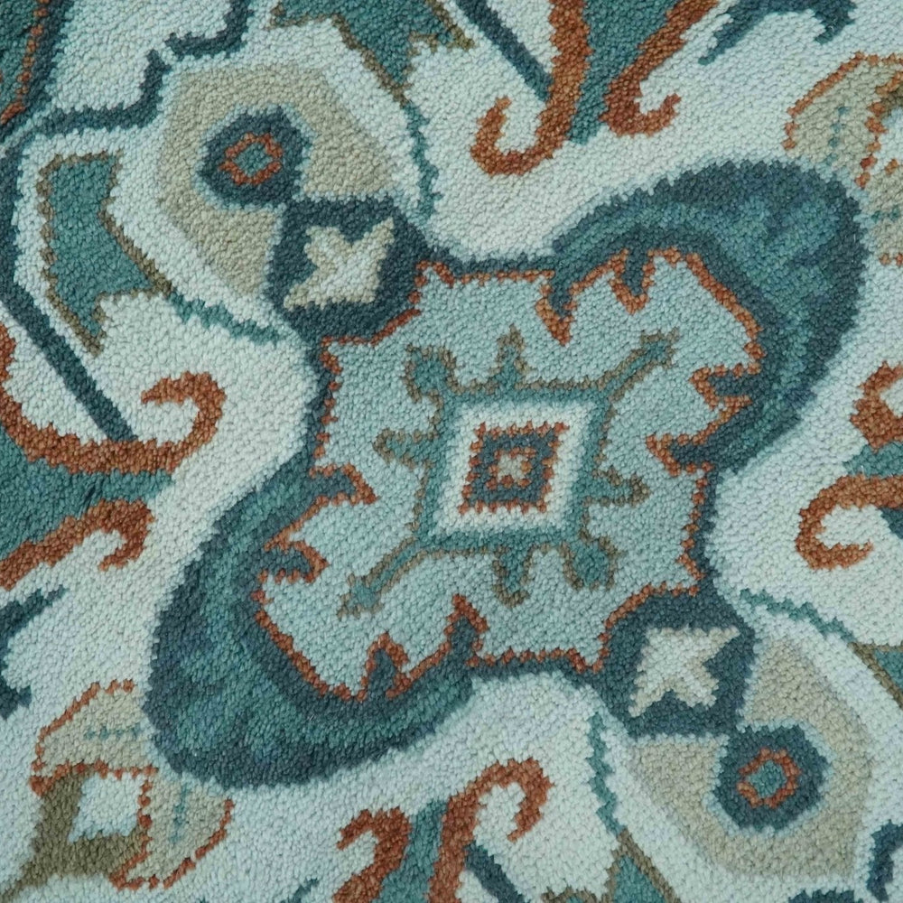 Teal and Silver Traditional Heriz Floral Hand Knotted Multi Size wool Area Rug