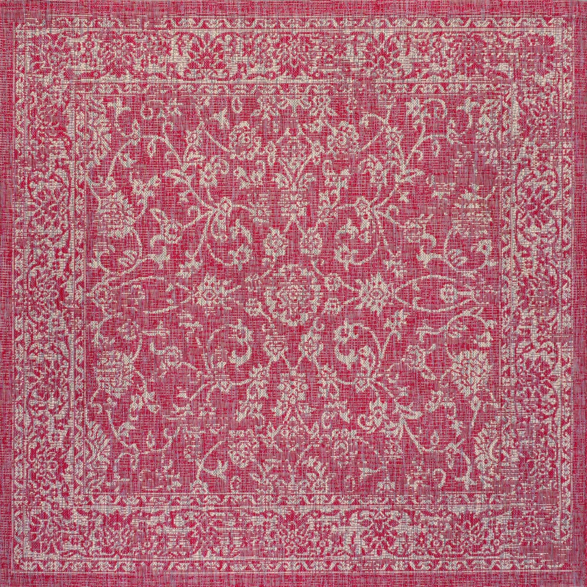 Tela Bohemian Textured Weave Floral Indoor/Outdoor Square Area Rug - Tuesday Morning - Area Rugs
