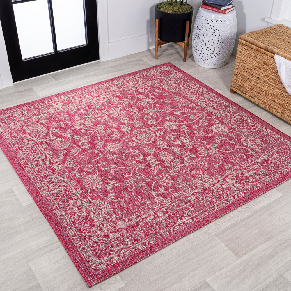 Tela Bohemian Textured Weave Floral Indoor/Outdoor Square Area Rug - Tuesday Morning - Area Rugs