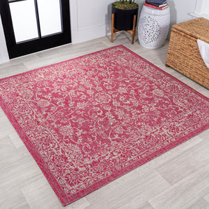 Tela Bohemian Textured Weave Floral Indoor/Outdoor Square Area Rug - Tuesday Morning - Area Rugs