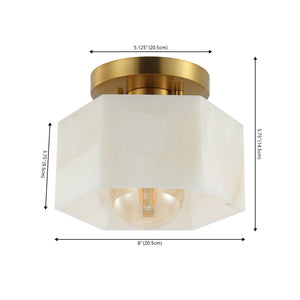 Tessa 1 - light modern contemporary alabaster/iron hexagonal led semi flush mount - Tuesday Morning - Flush Mounts