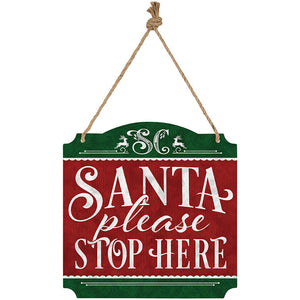 Santa Stop Here Metal Wall Décor