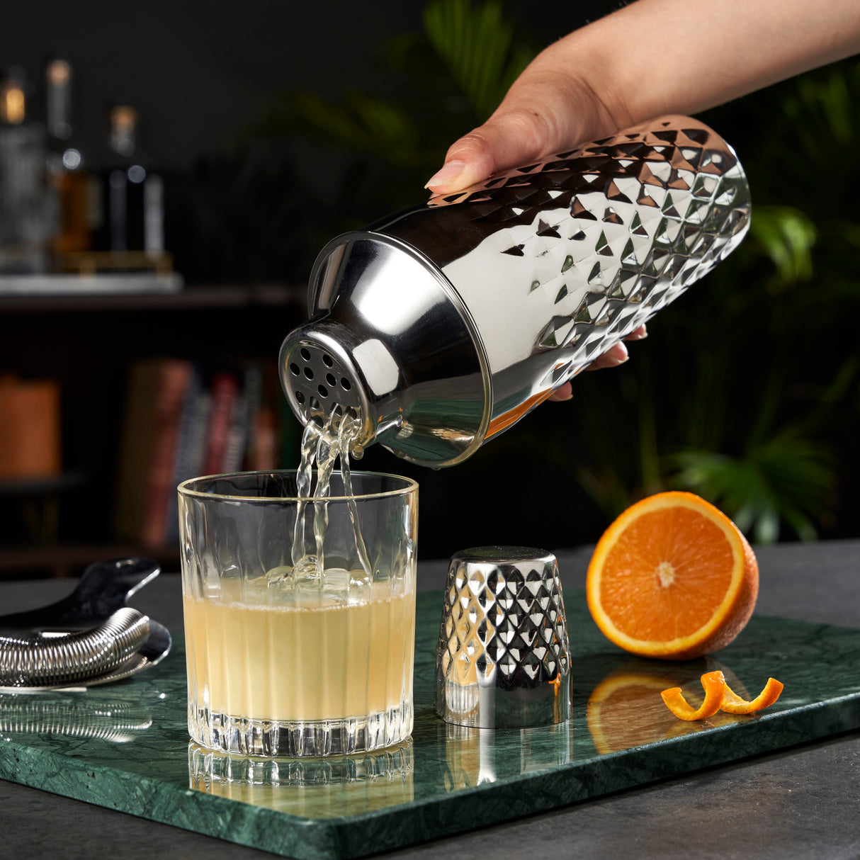 Irving faceted cocktail shaker in silver viski®