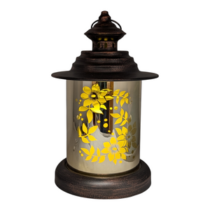 Floral Glass Cylinder Lantern -