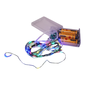 50-Light Battery-Operated Multicolored LED Green Wire Fairy Lights