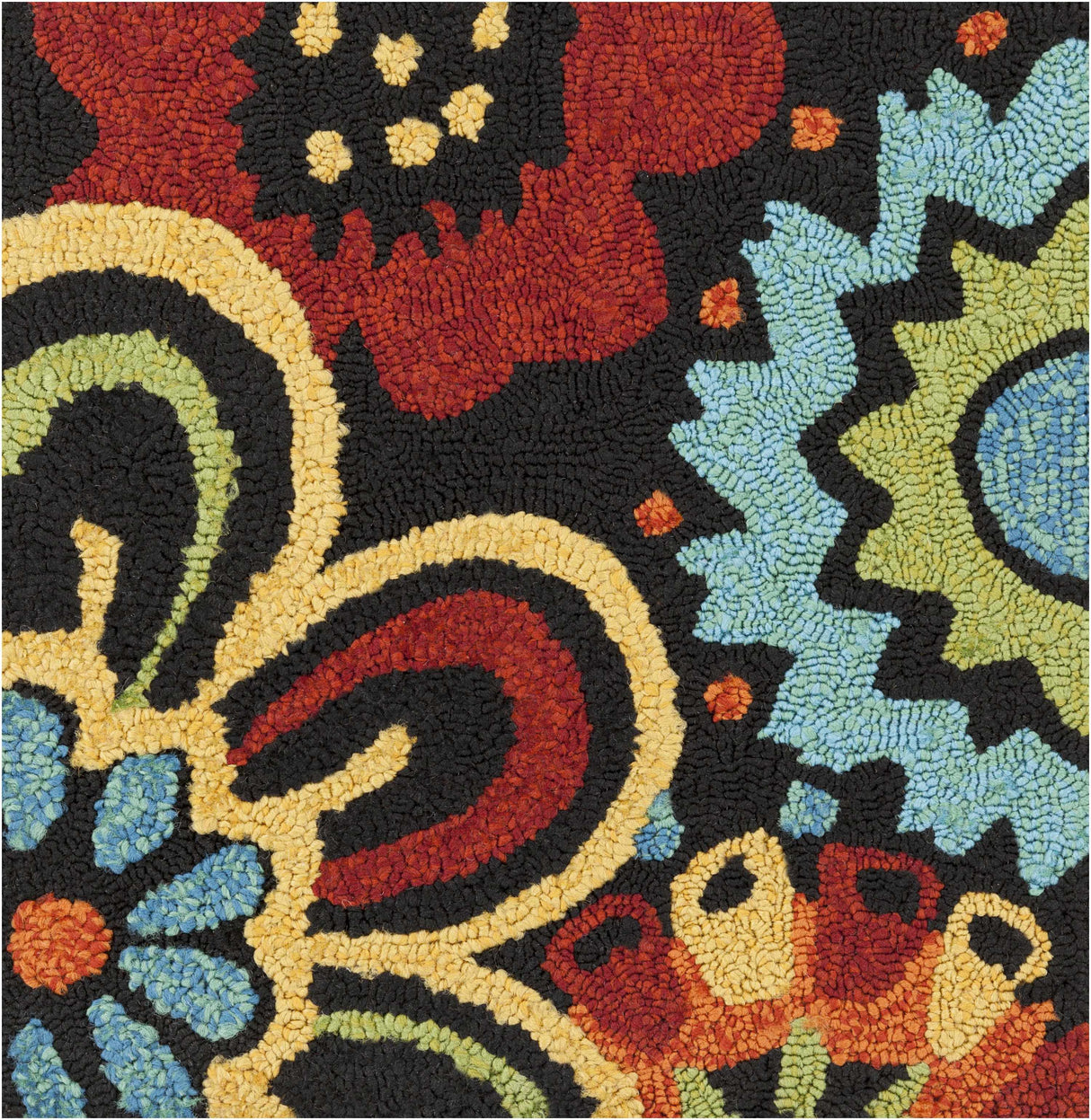 Thaxton Colorful Flowers on Black Area Rug - Clearance