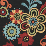 Thaxton Colorful Flowers on Black Area Rug - Clearance