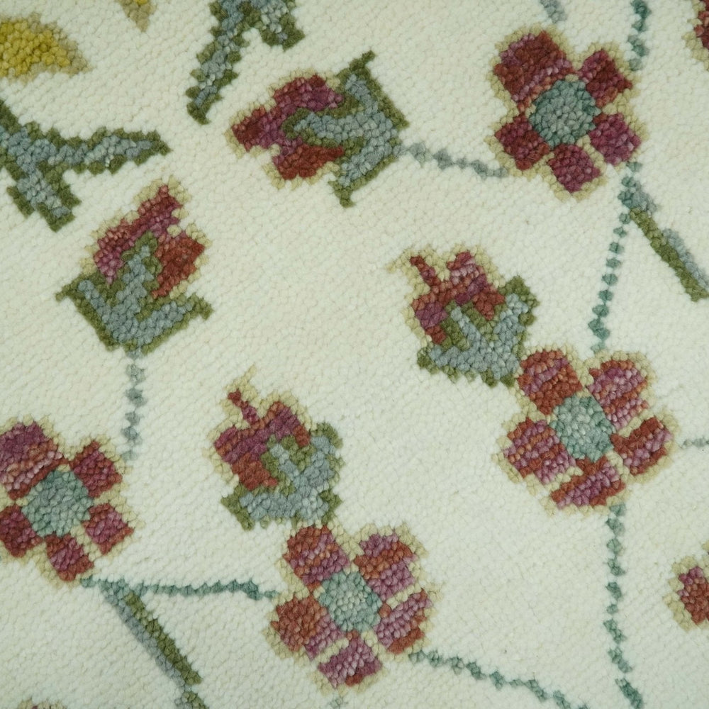 The Peacock Garden Ivory and Green Bird Hand Knotted Multi size Wool Area Rug