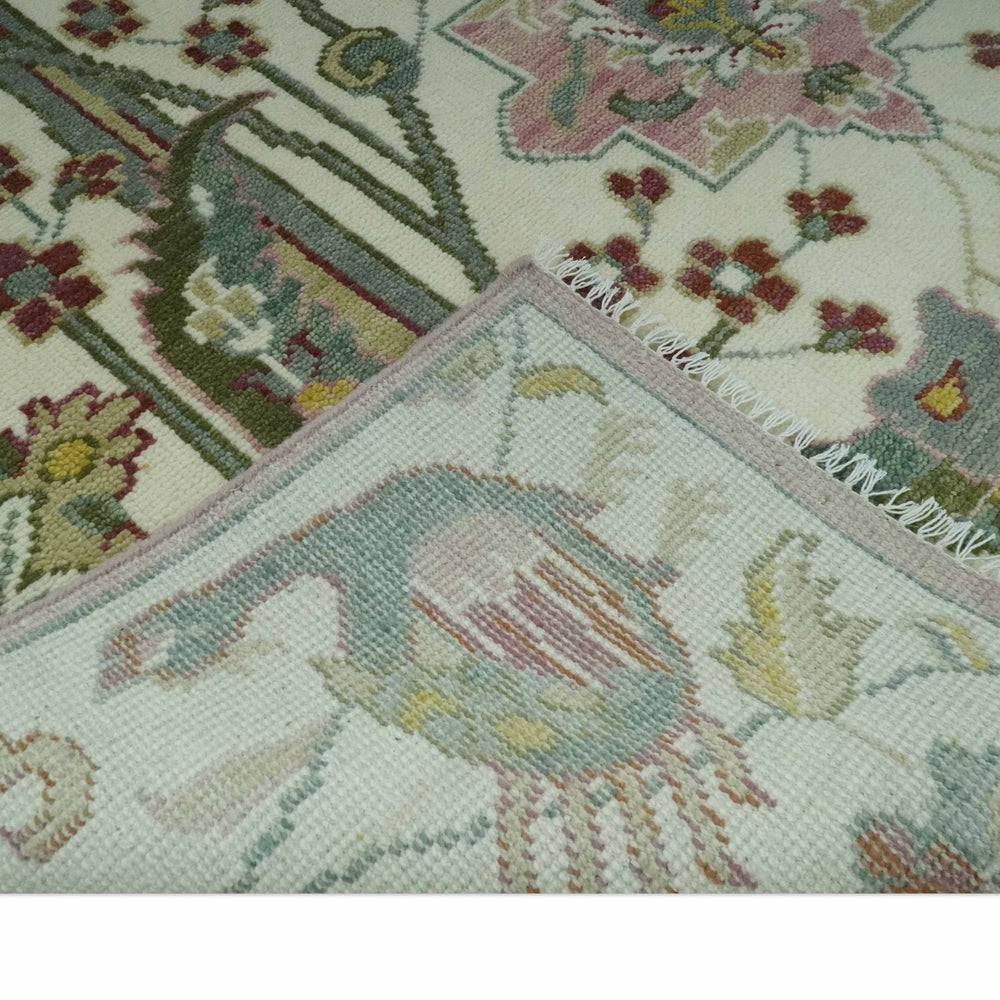 The Peacock Garden Ivory and Green Bird Hand Knotted Multi size Wool Area Rug