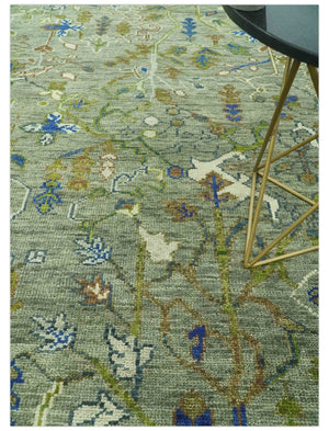 The Plant and Root Green Hand Knotted 8x10 Traditional Wool Area Rug