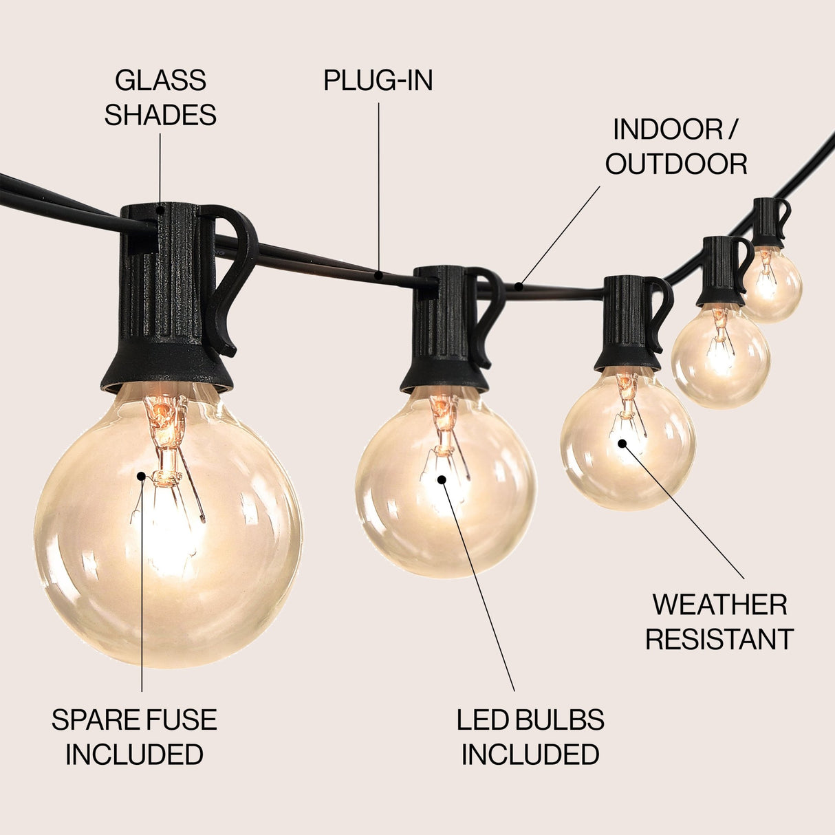 The Weatherproof Outdoor Globe String Lights - Tuesday Morning - Outdoor Lighting
