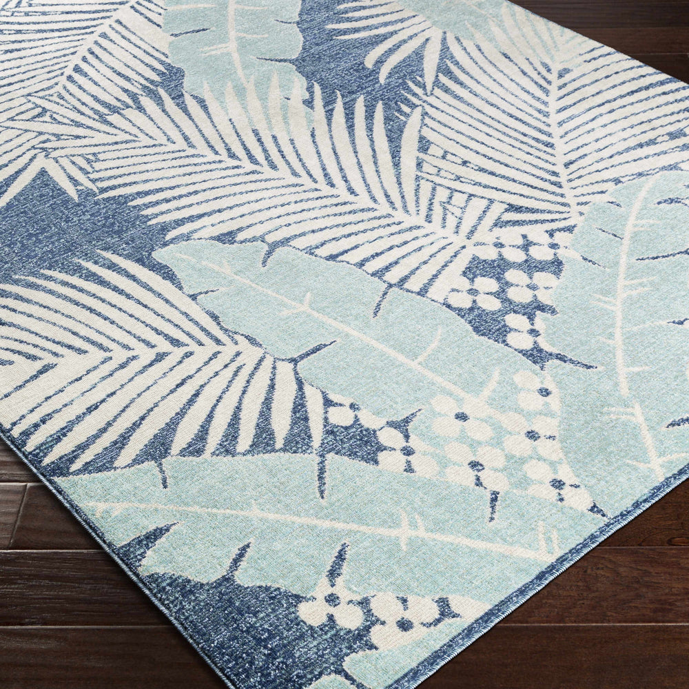 Thebarton Coastal Blue Palm Area Rug