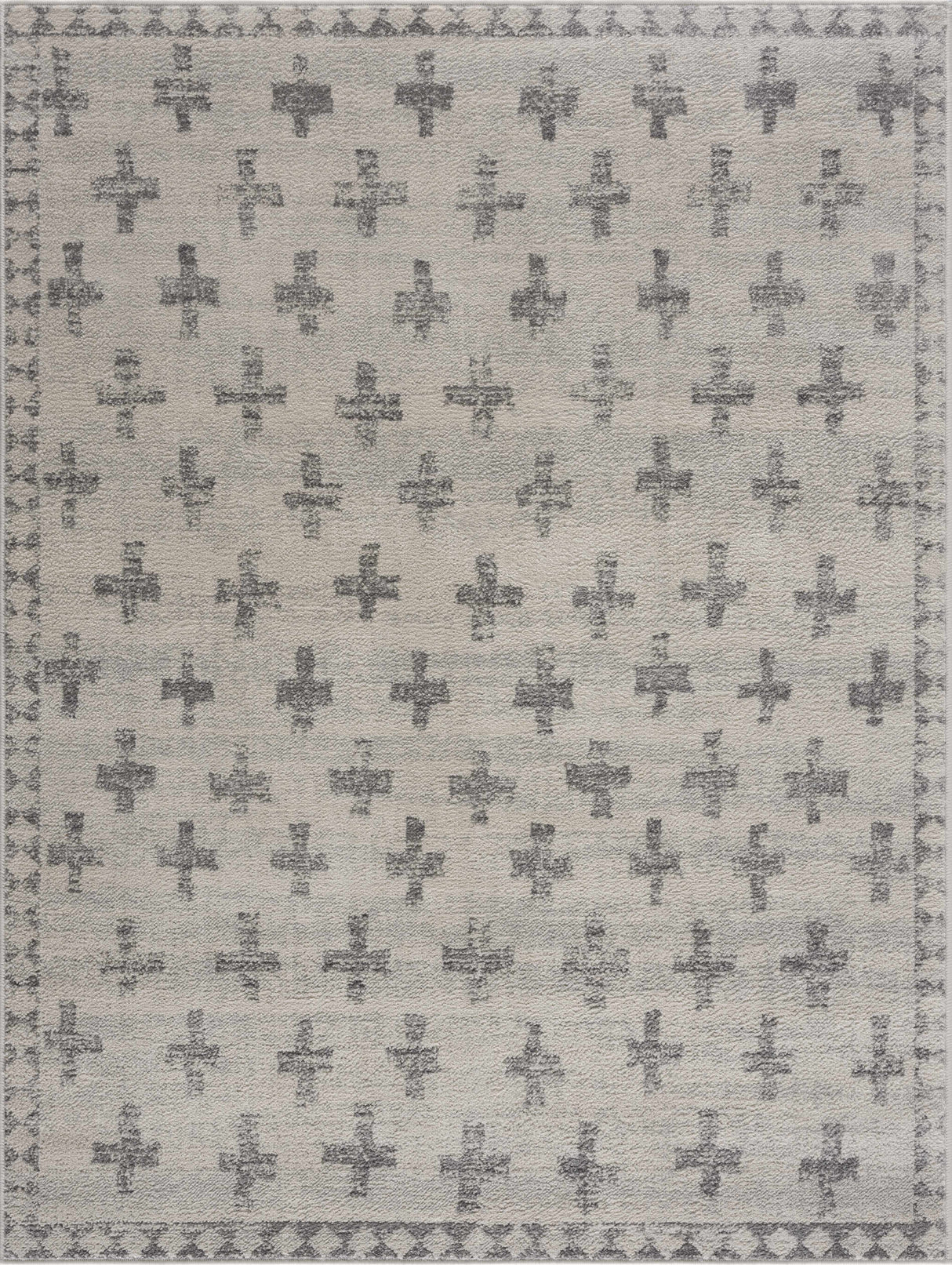 Tigris Swiss Cross Ivory & Gray Area Rug