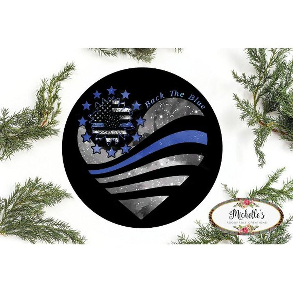 Thin Blue Line Heart Support Sign