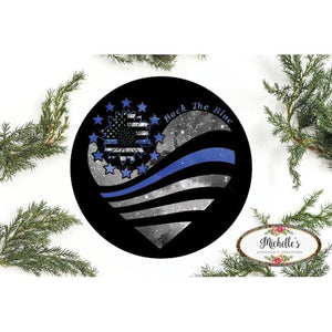 Thin Blue Line Heart Support Sign