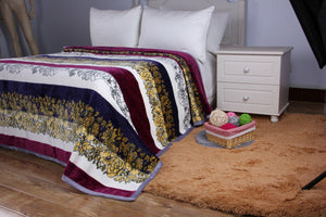 DaDa Bedding Botanical Floral Striped Carnations Mink Flannel Fleece Throw Blanket (XY9829)