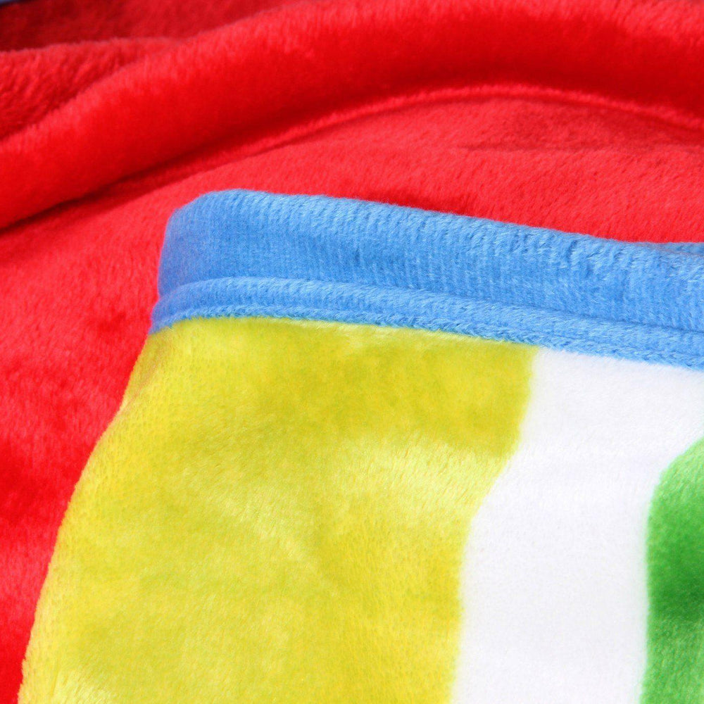DaDa Bedding Colorful Striped Rainbow Reversible Plush Luxe Flannel Fleece Throw Blanket (XY9867)