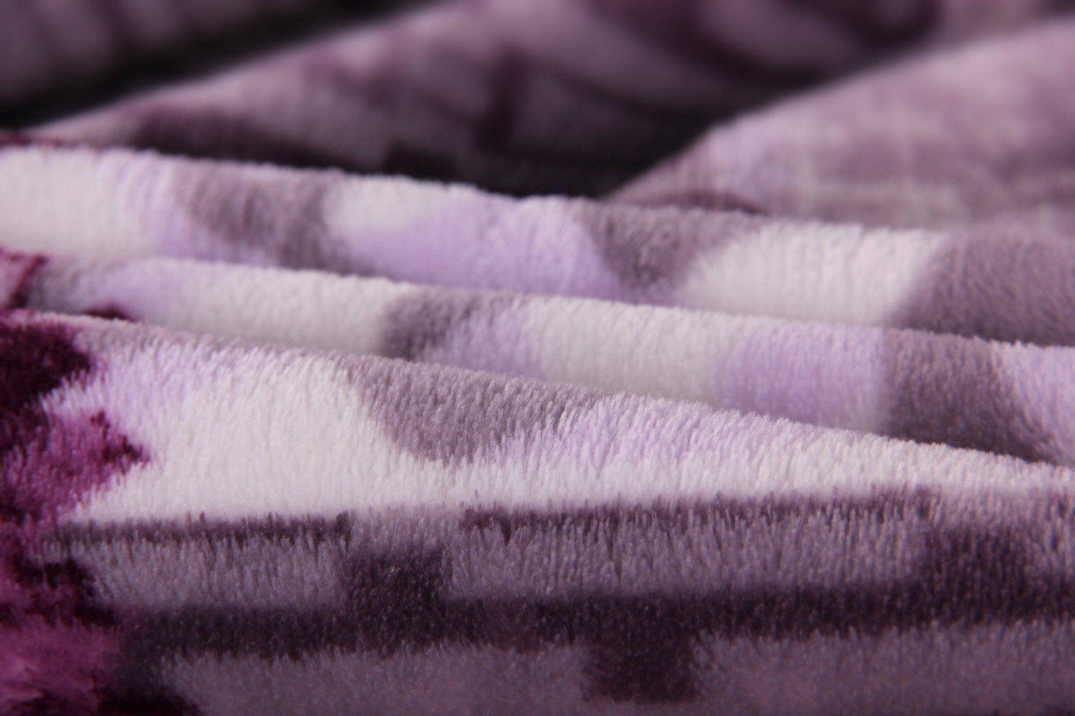 DaDa Bedding Orchid Blossoms Striped Floral Lavender Plush Fleece Flannel Throw Blanket (XY9833)