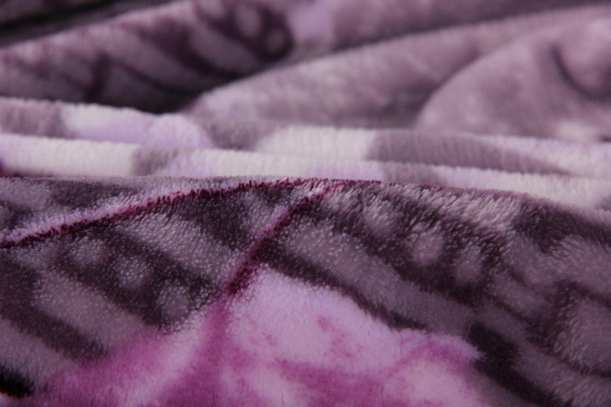 DaDa Bedding Orchid Blossoms Striped Floral Lavender Plush Fleece Flannel Throw Blanket (XY9833)