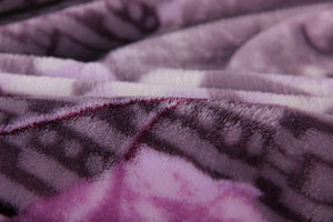 DaDa Bedding Orchid Blossoms Striped Floral Lavender Plush Fleece Flannel Throw Blanket (XY9833)
