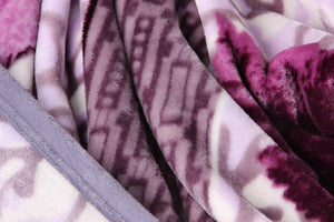 DaDa Bedding Orchid Blossoms Striped Floral Lavender Plush Fleece Flannel Throw Blanket (XY9833)