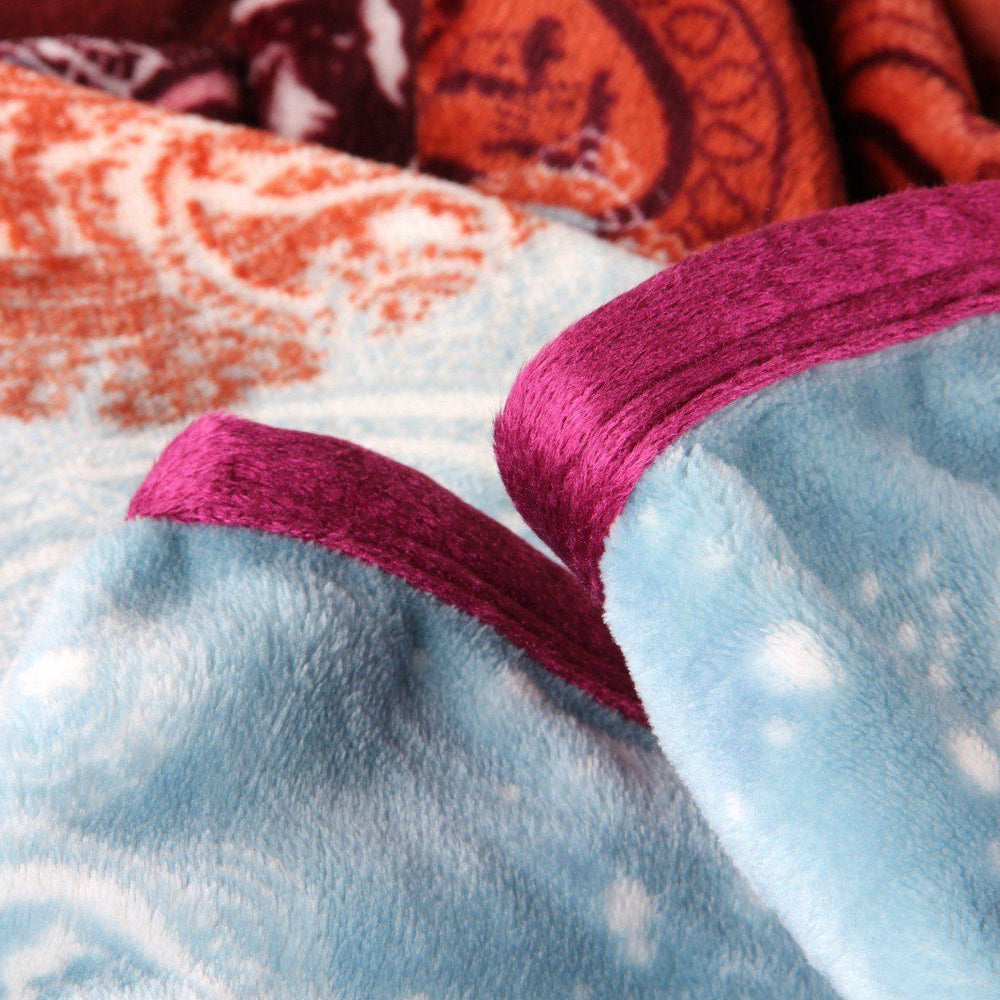 DaDa Bedding Paisley Dreams Floral Burgundy Mink Fleece Flannel Throw Blanket (XY0025)